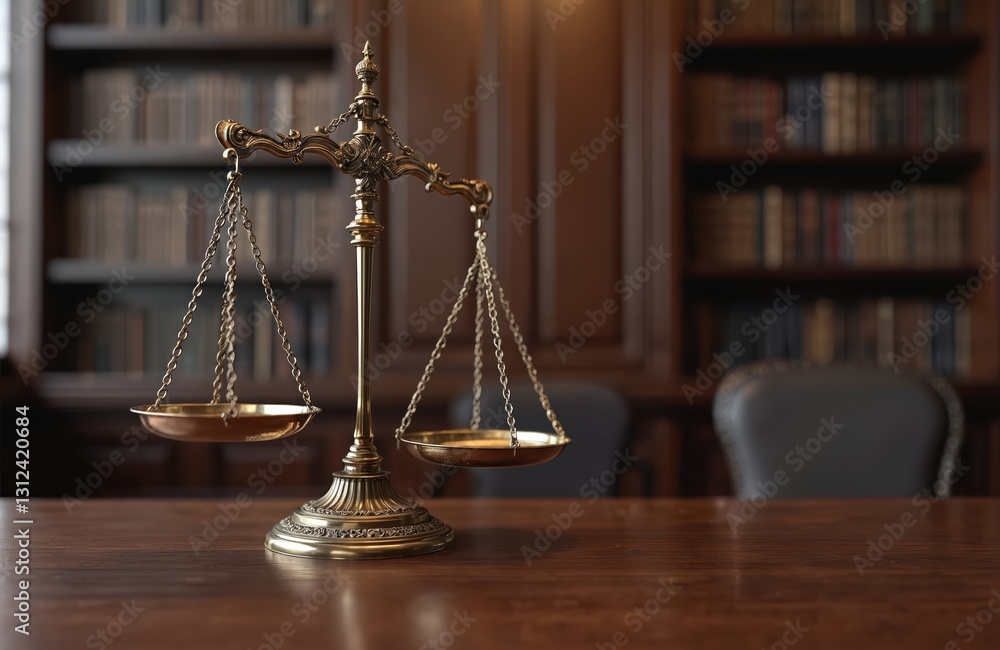 Scales of justice on wooden table. Bronze balance, law concept. Courtroom library background. Symbol legal balance between crime punishment. Judge consider case, lawyer represent client. Equality Scales of justice on wooden table. Bronze balance, law concept. Courtroom library background. Symbol legal balance between crime punishment. Judge consider case, lawyer represent client. Equality