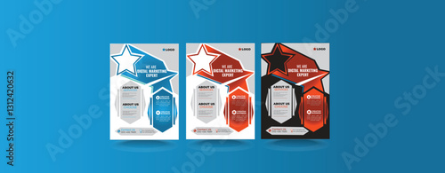 marketing flyer three colours variation