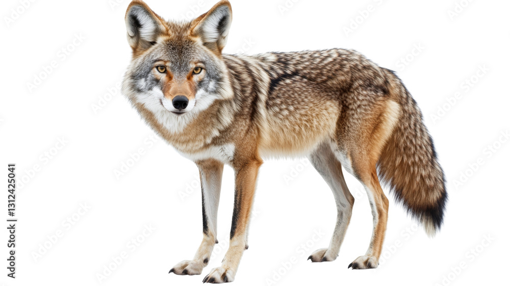 Obraz premium Coyote standing on transparent background, full length view