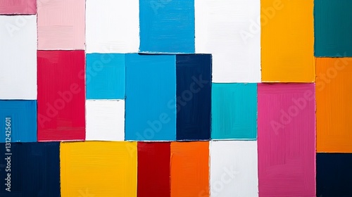 Palette Knife Abstract Vibrant Color Block Composition, Impasto Texture, Modern Art Abstract art, color blocking