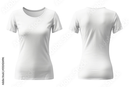 plain white women's t-shirt mockup template, front and back view, generated ai