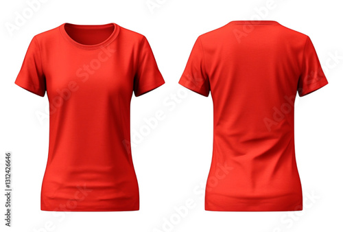 plain red women's t-shirt mockup template, front and back view, generated ai