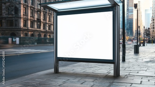Blank Billboard Mockup Urban Street Scene, Large Format, Cityscape Background, Advertising, Outdoor Media Billboard, Advertising, Mockup