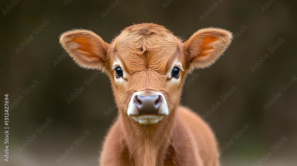 Close Up Portrait of a Brown Calf with Soft Fur Close Up Portrait of a Brown Calf with Soft Fur