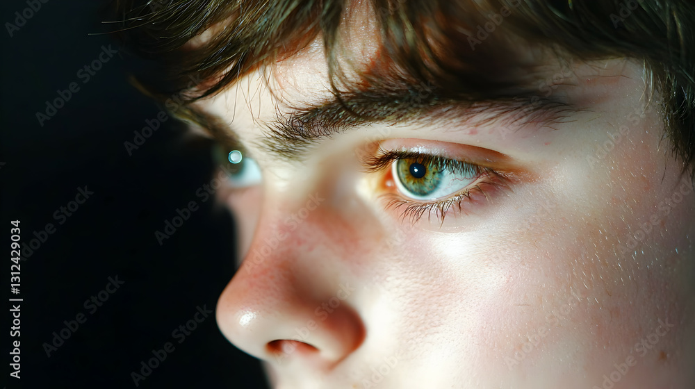 Close up photo of a young persons expressive eyes