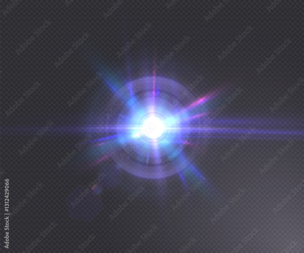 Obraz premium Vector transparent purple light, lens flare special effect.