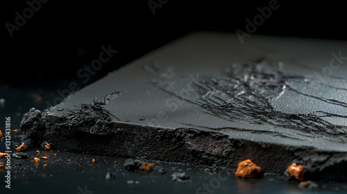 Obraz na płótnie A dark grey textured block with a broken crumbling surface w salonie