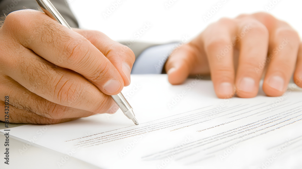 Businessman signing a contract, making a deal, symbolizing corporate agreement, legal documentation, and professional business negotiations.
Businessman signing a contract, making a deal, symbolizing corporate agreement, legal documentation, and professional business negotiations.