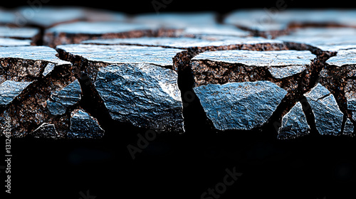 Obraz na płótnie Close up of textured cracked stone surface blocks w salonie