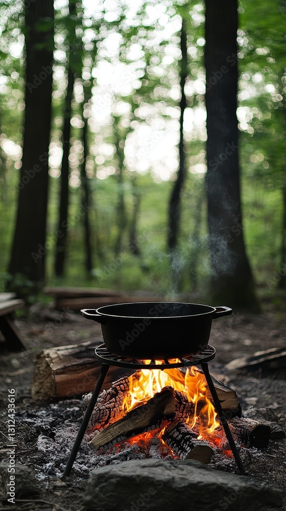 Forest Feast: Campfire Cooking in Nature's Embrace. A rustic scene capturing the essence of outdoor adventure, culinary delight, and the tranquil beauty of the wilderness. Forest Feast: Campfire Cooking in Nature's Embrace. A rustic scene capturing the essence of outdoor adventure, culinary delight, and the tranquil beauty of the wilderness.