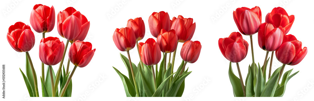 Red Tulips Isolated on Transparent Background for Floral Design Red Tulips Isolated on Transparent Background for Floral Design