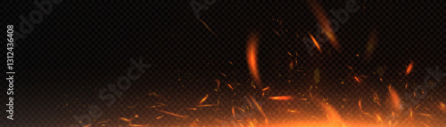 Abstract background with fire sparks and glowing particles. Fire vector design for effects, banners, backgrounds and presentations. Vector	