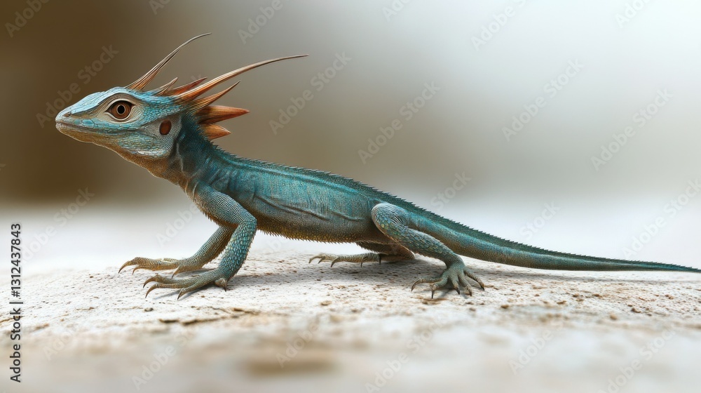 Fototapeta premium Bronchocela jubata, commonly known as the maned forest lizard