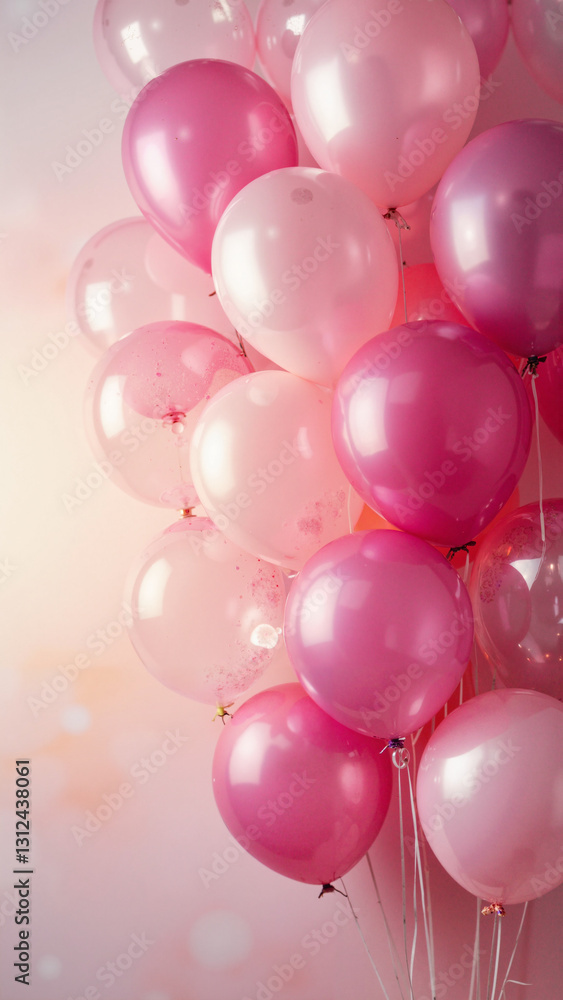 Enchanting Pink Balloons Floating Against a Dreamy Backdrop - Perfect for Celebrations, Invitations, and Marketing Materials Enchanting Pink Balloons Floating Against a Dreamy Backdrop - Perfect for Celebrations, Invitations, and Marketing Materials