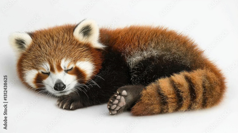 Red Panda Cub Sleeping Studio Shot Red Panda Cub Sleeping Studio Shot