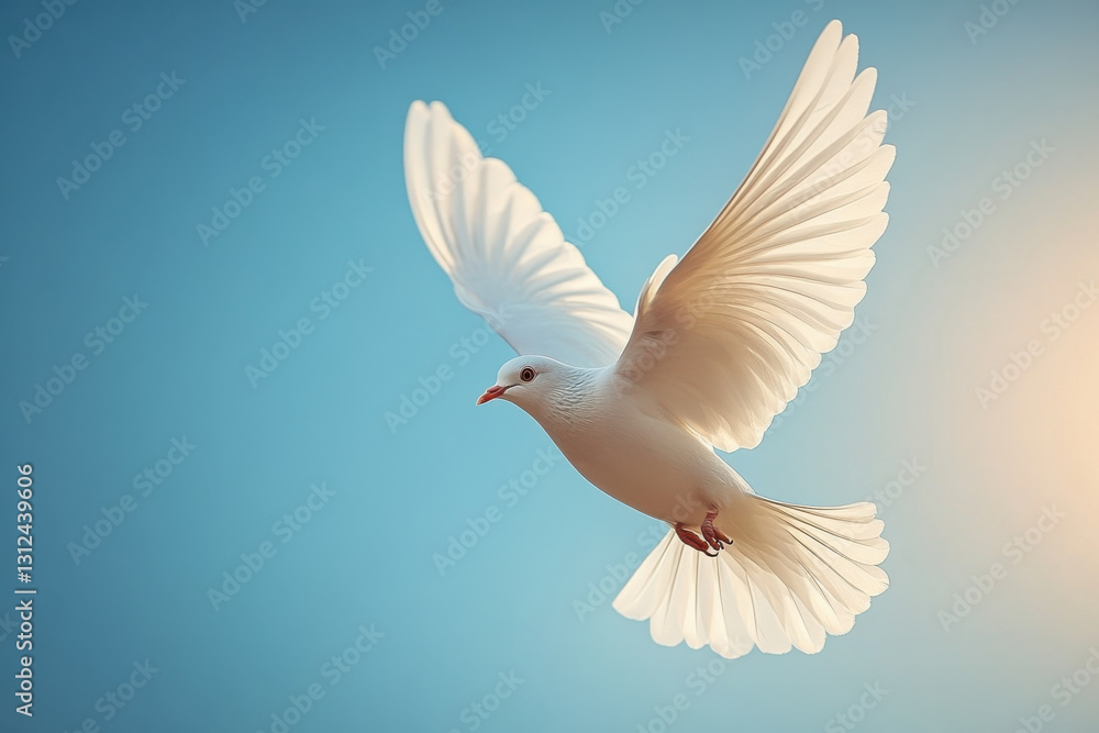 A white dove is flying in the sky A white dove is flying in the sky