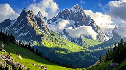 Wallpaper Mural Majestic Alpine Mountain Range Under a Blue Sky Torontodigital.ca