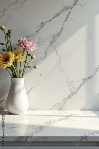 Luxury marble countertop, bright kitchen backdrop, bright, cooking, white