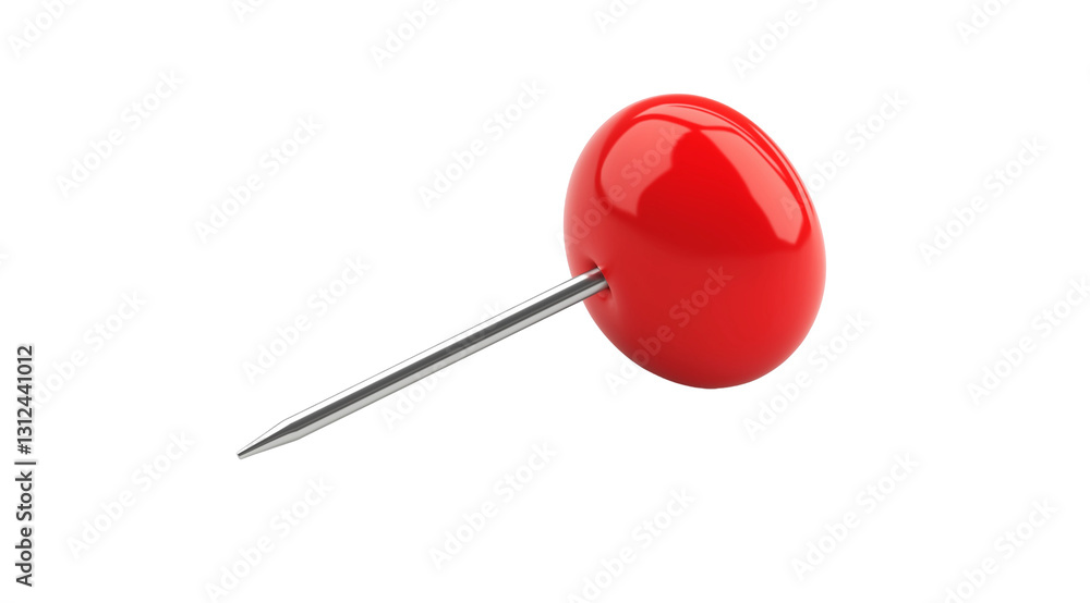 3D realistic pushpin with a sleek and detailed design, isolated on a white background. High-resolution image perfect for presentations, office supplies, and design projects. 3D realistic pushpin with a sleek and detailed design, isolated on a white background. High-resolution image perfect for presentations, office supplies, and design projects.