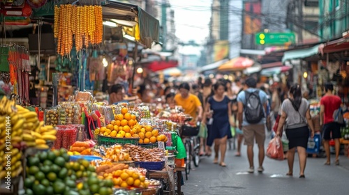Vibrant Street Food Market in Asia