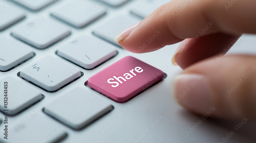 Sharing Online Finger Pressing Share Button on Keyboard Sharing Online Finger Pressing Share Button on Keyboard