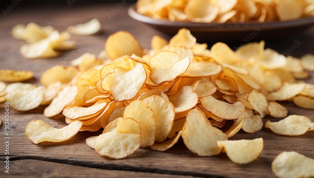 A Bag of Delicious Potato Chips, Ideal for Snacking and Sharing A Bag of Delicious Potato Chips, Ideal for Snacking and Sharing