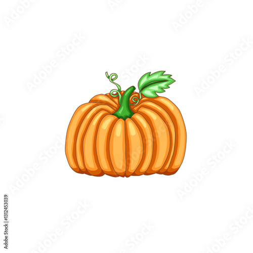 a large pumpkin with a leaf.