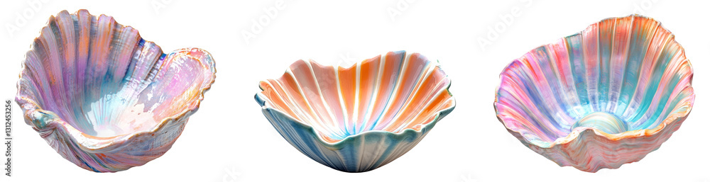 Fototapeta premium Colorful Seashells Isolated on Transparent Background for Design Use