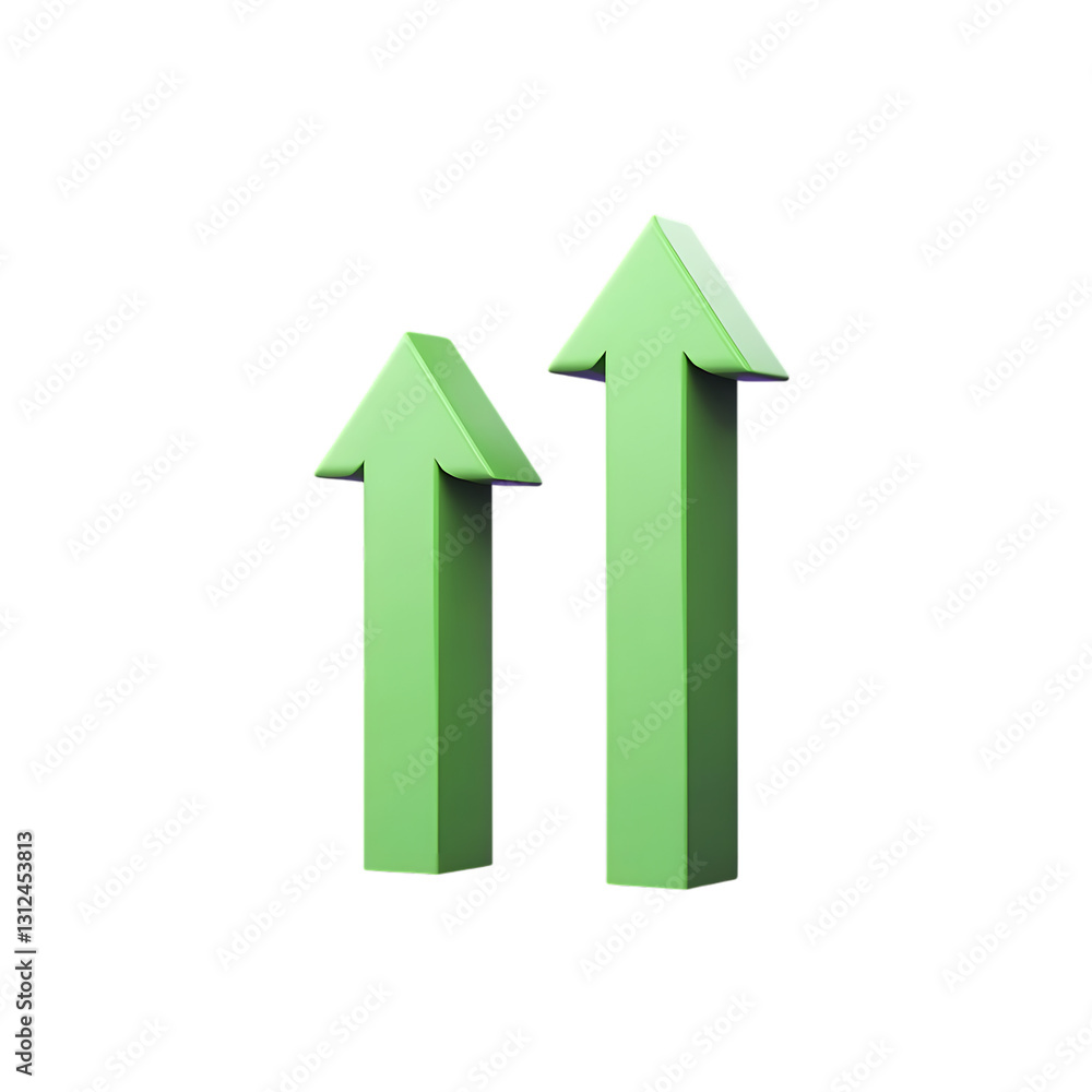 Two Vibrant Green Arrows Pointing Upwards Symbolizing Growth, Progress, And Positive Momentum Against A Clean Isolated on Transparent Background Two Vibrant Green Arrows Pointing Upwards Symbolizing Growth, Progress, And Positive Momentum Against A Clean Isolated on Transparent Background