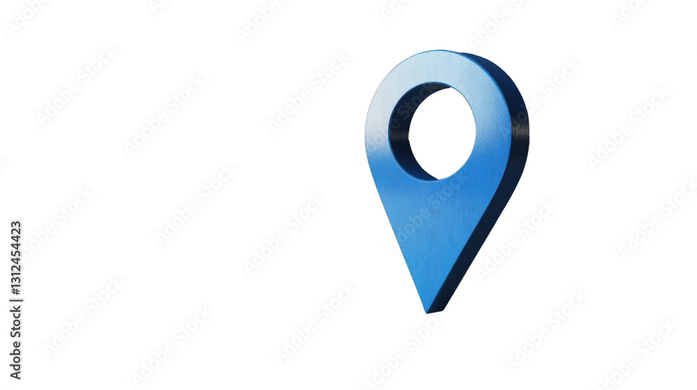 Blue metallic location pin showing position on transparent background Blue metallic location pin showing position on transparent background