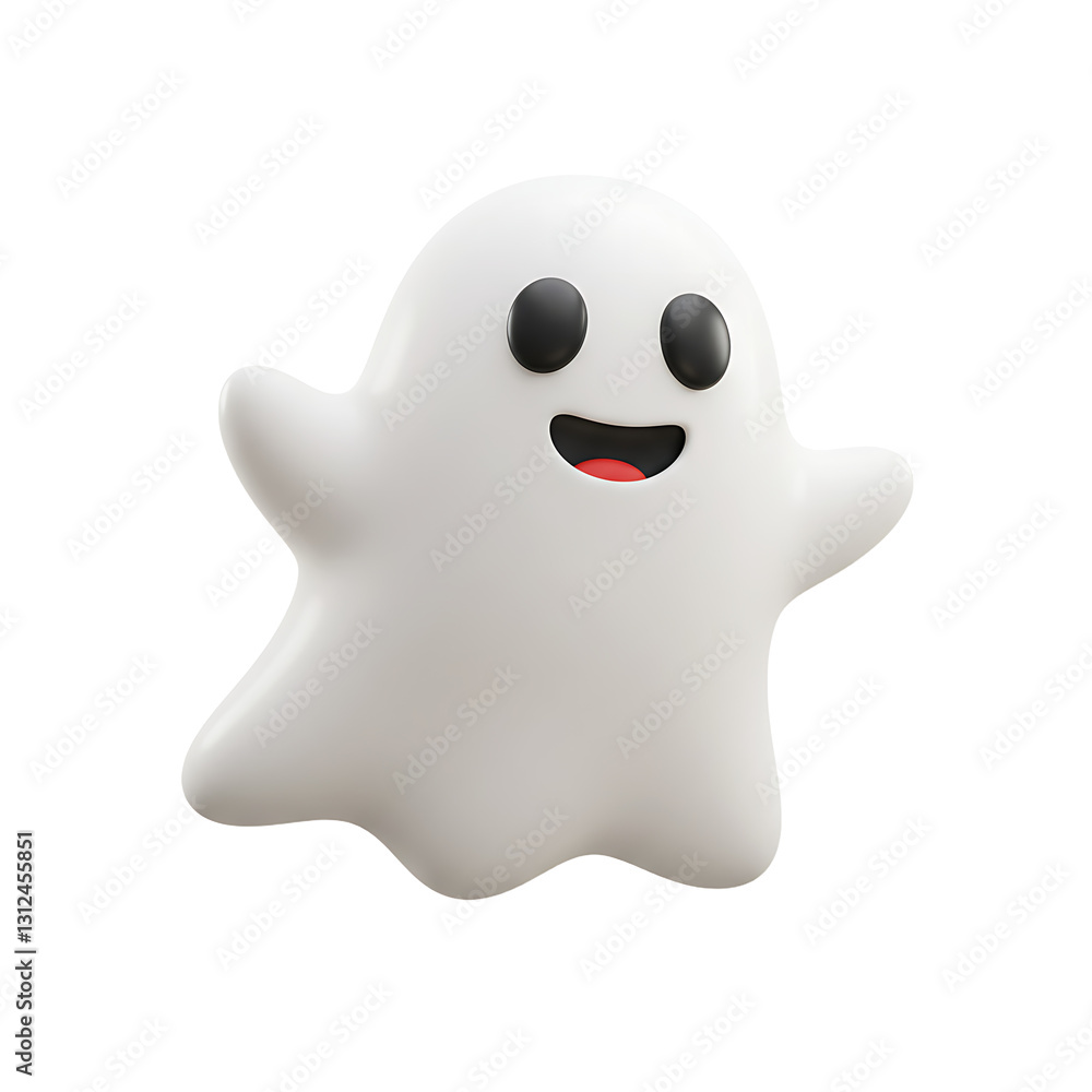 Cheerful Cartoon Ghost Character with Playful Expression and Friendly Design Cheerful Cartoon Ghost Character with Playful Expression and Friendly Design