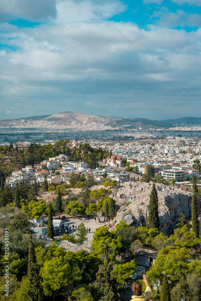 Obraz premium Greece, Athens, hysteroscopy, Hill of the Nymphs, and the church of Agia Marina National Observatory.