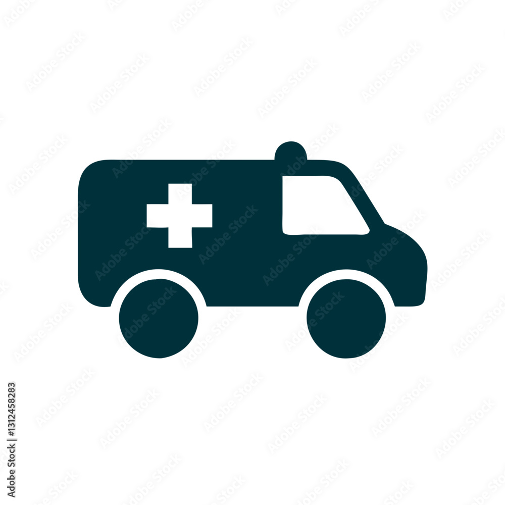 Ambulance emergency icon in black silhouette style Ambulance emergency icon in black silhouette style