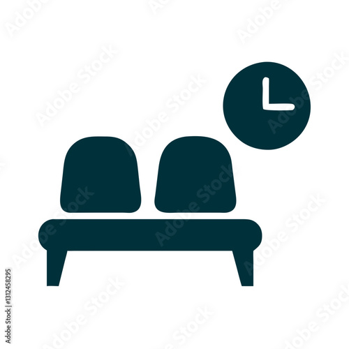Waiting room hospital icon in black silhouette style