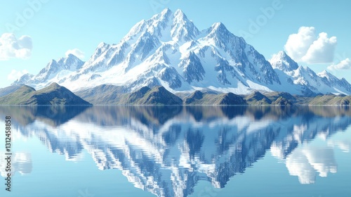 Wallpaper Mural A majestic snow covered mountain range reflected in still water Torontodigital.ca