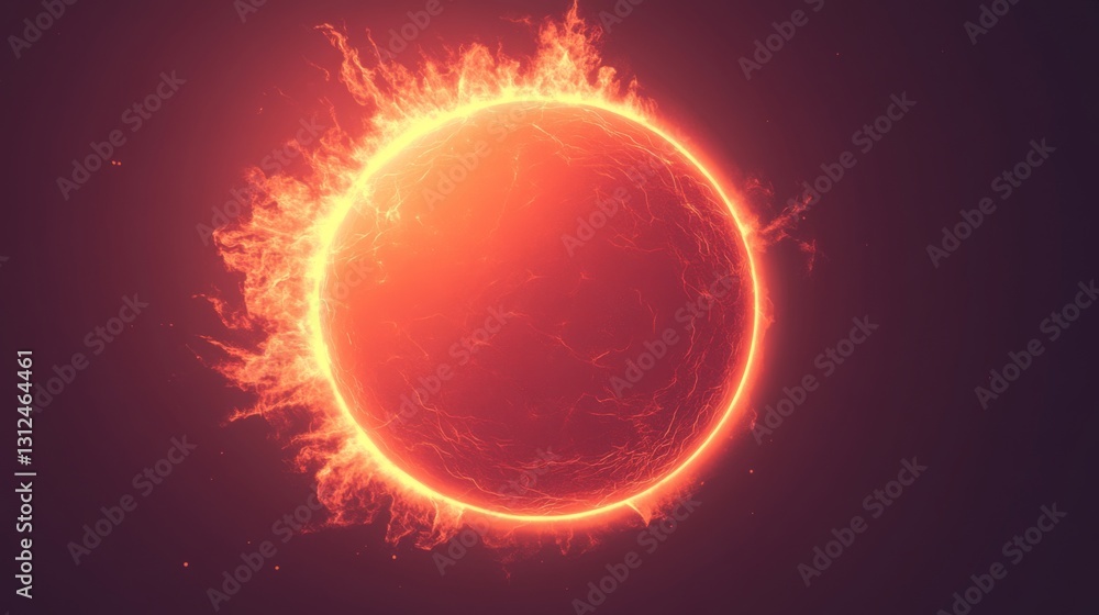 Obraz premium Fiery solar phenomenon with glowing sun and radiating heat for cosmic exploration theme