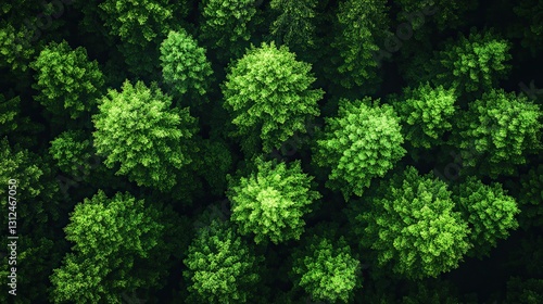 green forest from above showcasing fresh spring foliage