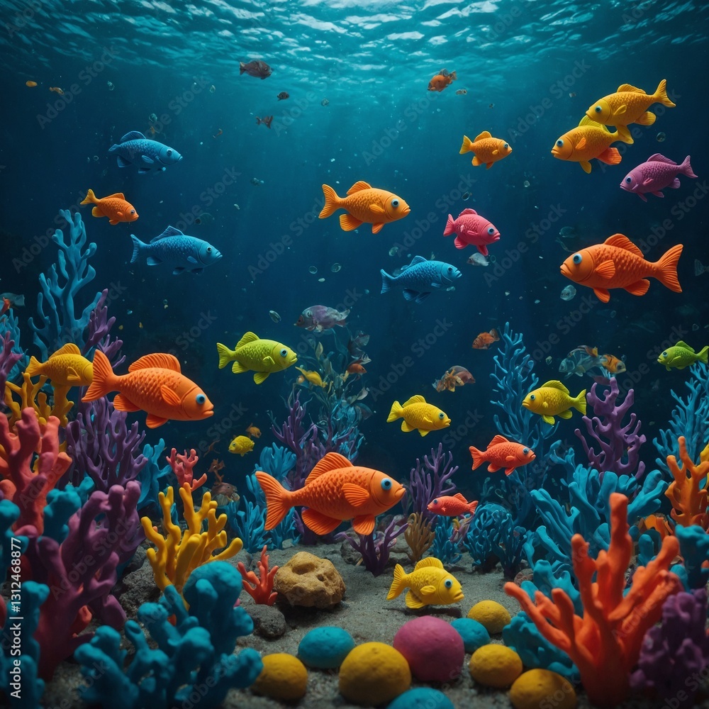 Fototapeta premium A Colorful Plasticine Fish Celebration