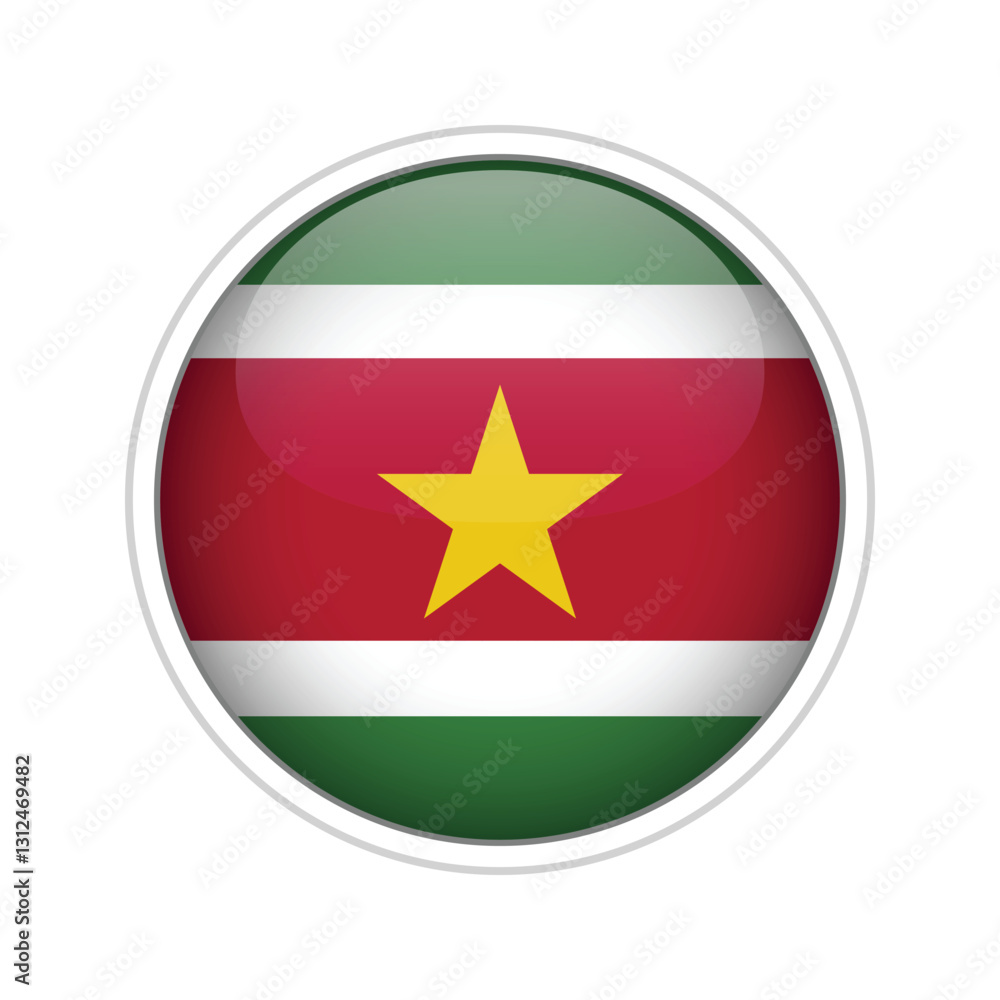 Surinam flag as round glossy icon Surinam flag as round glossy icon