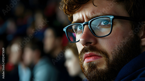 Obraz na płótnie A close up portrait of a man with glasses looking intently w salonie