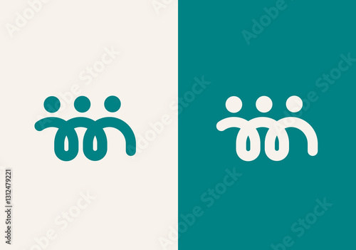 range M logo, made up of 3 stylized,Letter M Logo Design. Creative Purple Orange Connecting Partnership PeopleSuit man logo design and initial M