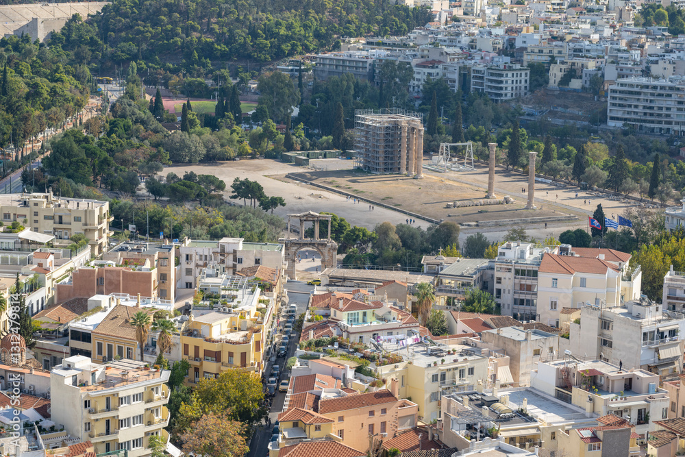 Panoramic view of Athens from Acropolis, Greece. Athens Cityscape, Plaka and Skyline in Greece, Europe Panoramic view of Athens from Acropolis, Greece. Athens Cityscape, Plaka and Skyline in Greece, Europe