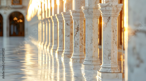 Obraz na płótnie An architectural interior view of elegant columns reflecting sunlight beautifully w salonie