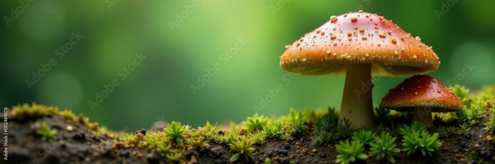 Fototapeta premium Subtle mushroom texture, muted greens & browns, autumn, macro