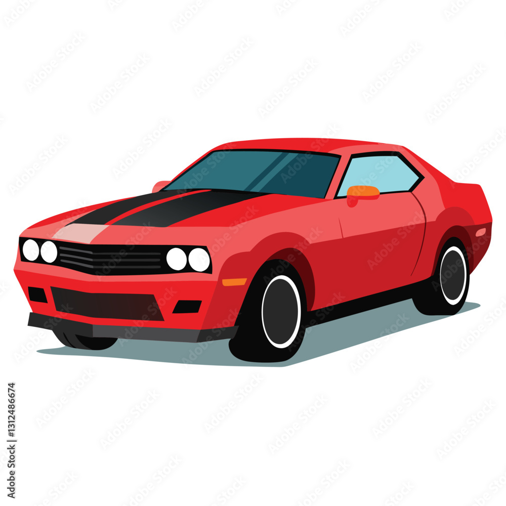 A shiny red sports automobile, a fast vehicle isolated as a vector illustration A shiny red sports automobile, a fast vehicle isolated as a vector illustration
