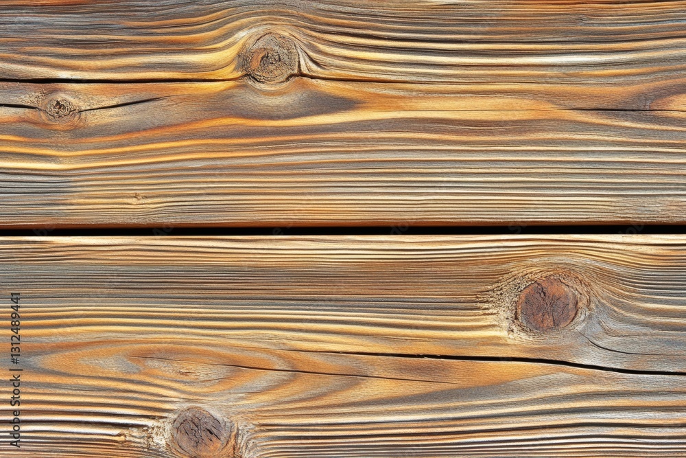 Fototapeta premium Rustic Wooden Boards: A Close-Up of Warm-Toned Woodgrain Texture and Knot Details