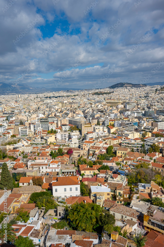 Panoramic view of Athens from Acropolis, Greece. Athens Cityscape, Plaka and Skyline in Greece, Europe Panoramic view of Athens from Acropolis, Greece. Athens Cityscape, Plaka and Skyline in Greece, Europe