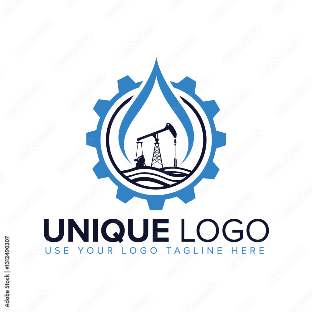 Obraz premium Oil and gas drilling industry minimal logo design Oil and gas field industry logo