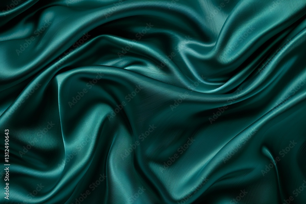 Obraz premium Rich Green Satin Fabric with Soft and Glossy Waves