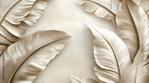 Elegant beige leaf pattern on a textured background